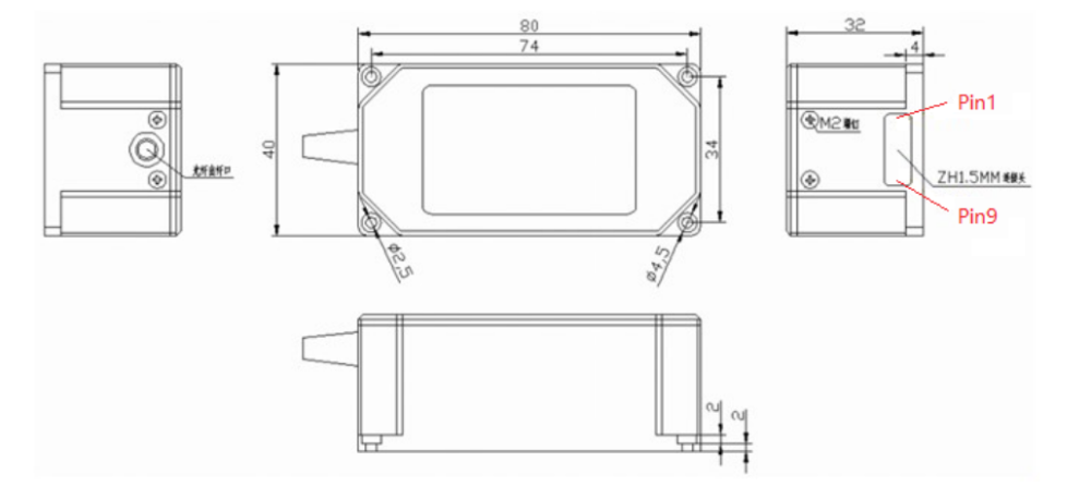 1x4 optical switch Dimensions