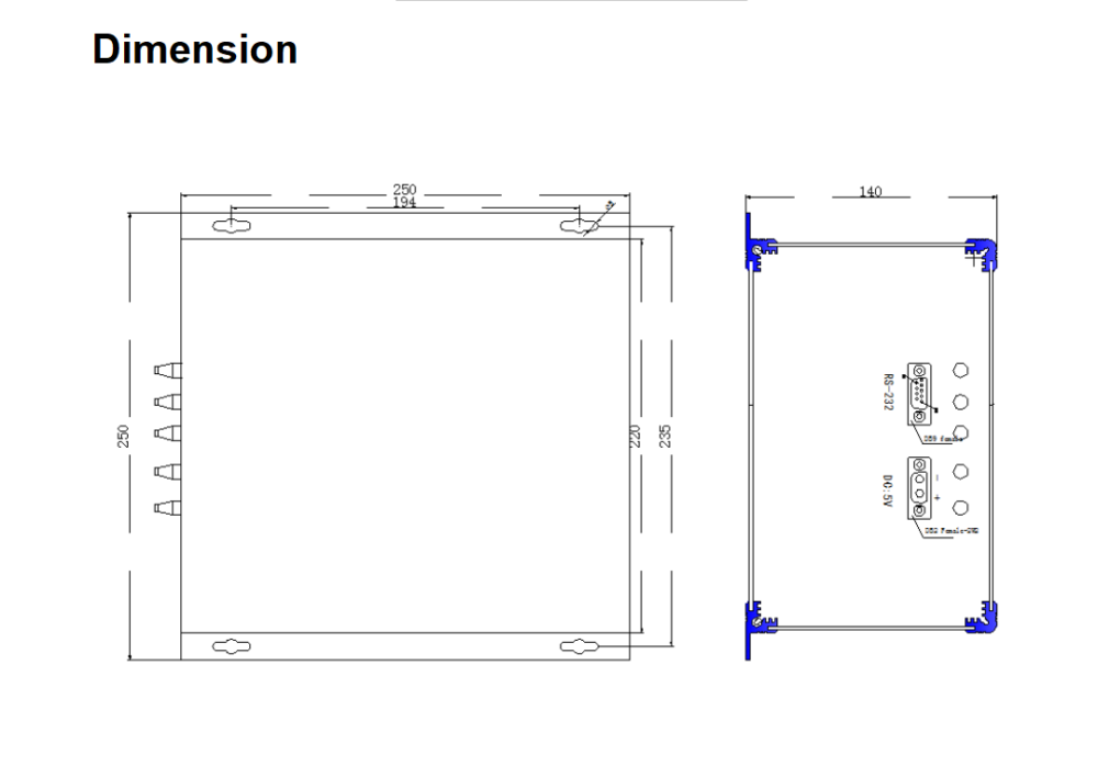 4x8 optical switch dimension